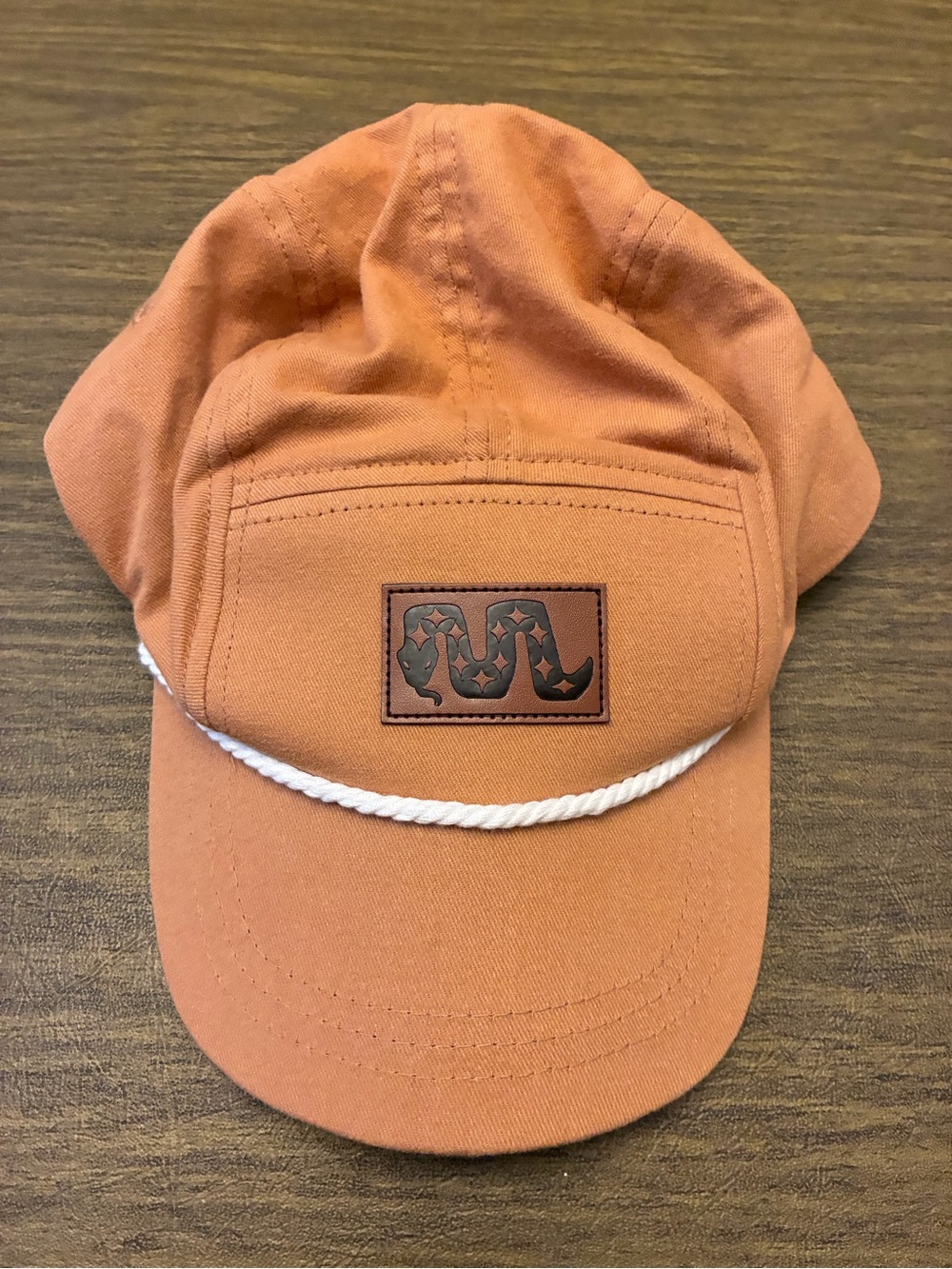 Source Unknown Orange Kids Hat with White Rope and Snake Patch